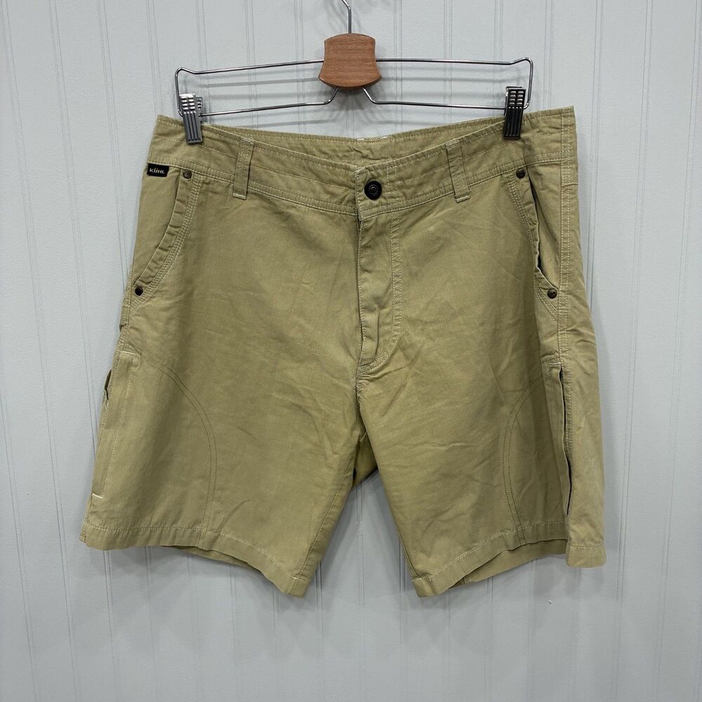 Kuhl Men's W34 Khaki Outdoor Hiking Flat Front Tactical Utility Shorts Comfort